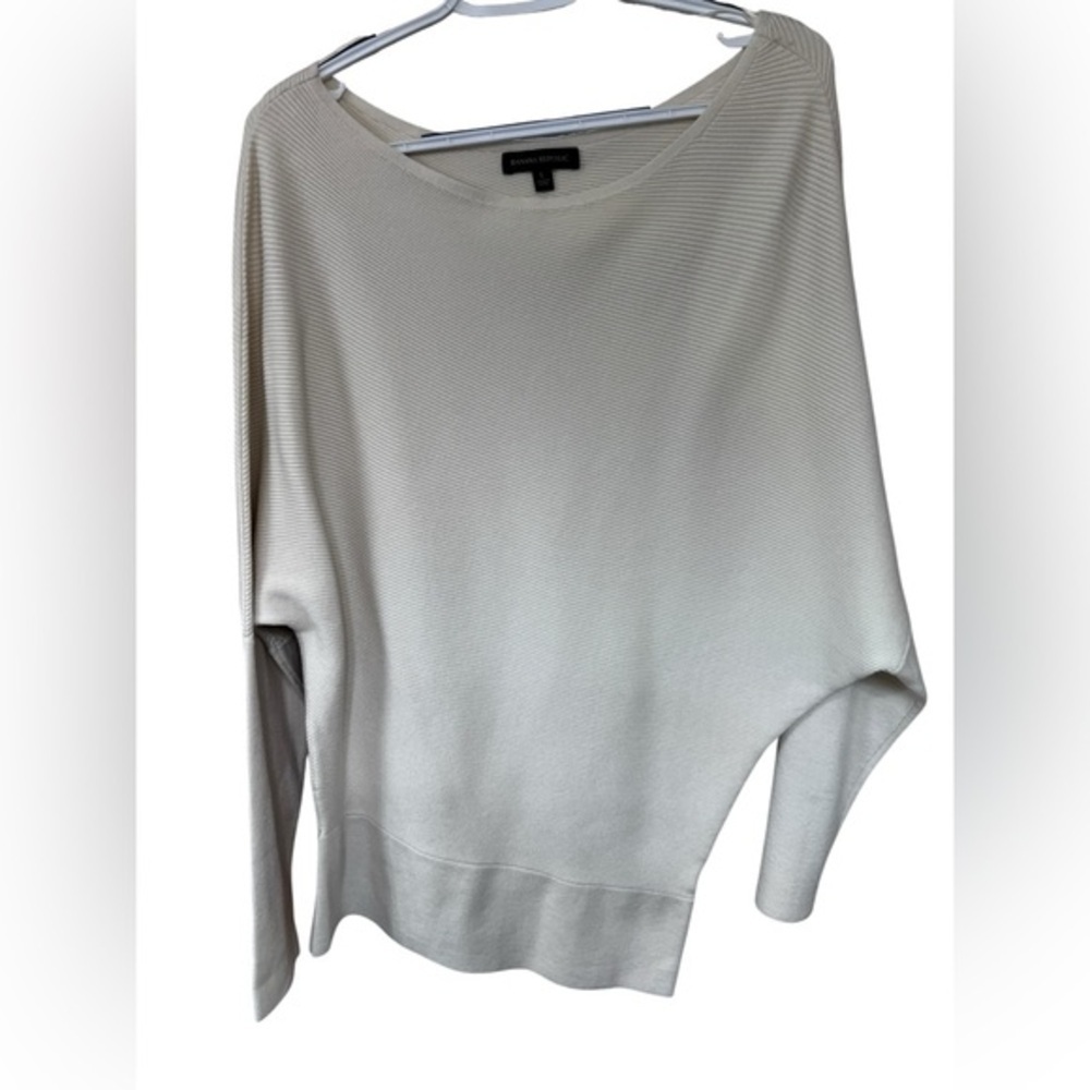 Banana Republic Asymmetrical Cream Knit Sweater